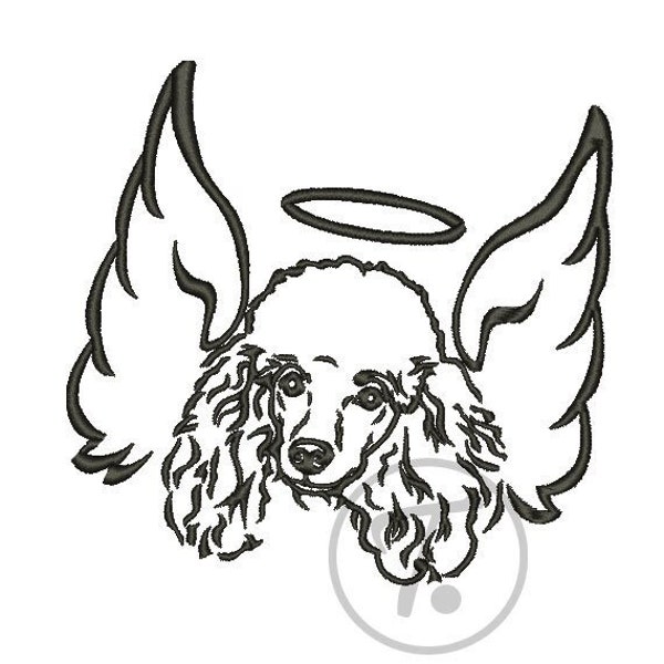 Poodle dog Memorial - Dog embroidery design. Memorial of Pets. Angel dog. Clothes embroidery. Pet Design - Machine Embroidery. Pattern