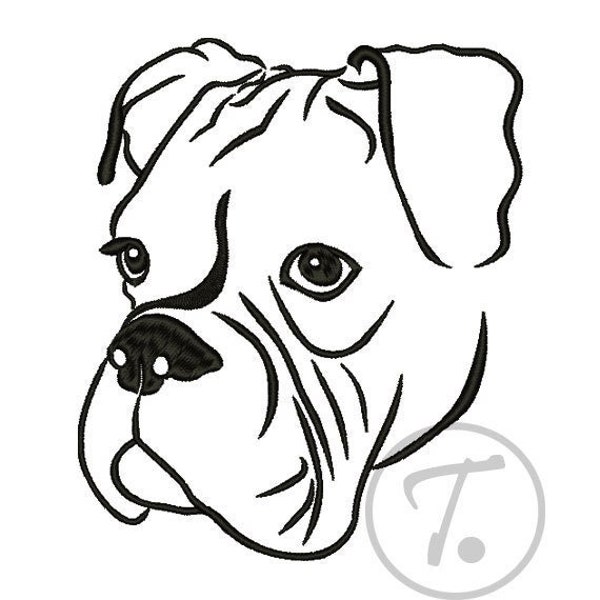 Boxer dog embroidery design. Dogs embroidery design in 4 size. Pets. Medium size dog. Design of dogs. Machine Embroidery Digital Pattern