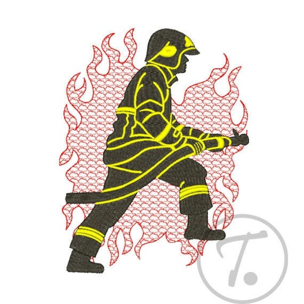 Motif de broderie pompier en taille 4. Motif de broderie pompier. Motif de broderie de vêtements et de t-shirts. Motif numérique de broderie machine