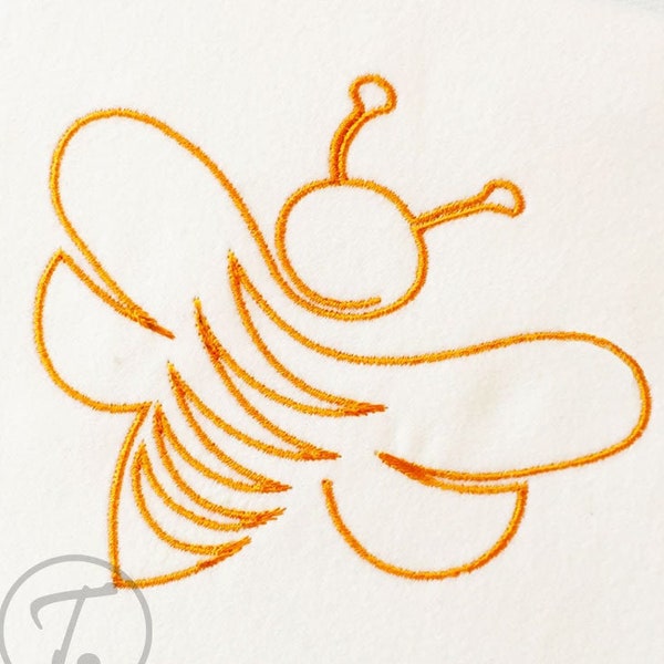 Bee in One Line Embroidery - Applique Design of cute animals. Honey Bee embroidery - Applique Design for Machine embroidery. Pattern