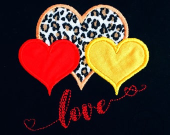 Applique design for Valentine day in 3 size. Easy applique. Love from heart. Machine Embroidery Digital Pattern