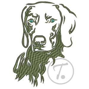 Weimaraner Dog Embroidery Design: 3 sizes Pet Portrait (Digital Pattern)