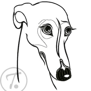 Windhund Stickdatei, 4 Größen (Digitales Muster)