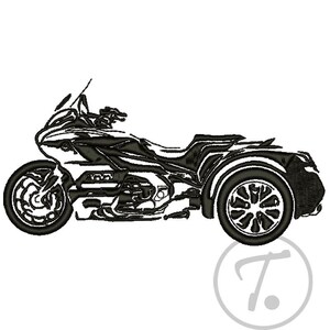 Touring Motorcycle, Machine Embroidery Design: Goldwings Trike (3 Size) Pattern (Digital Download)