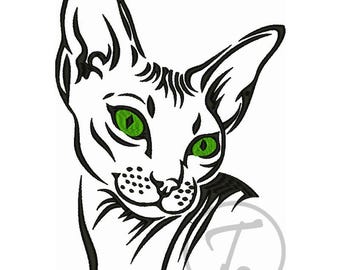 Sphynx Cat Embroidery Design: Machine Embroidery Pattern (3x3 to 6x10 Hoop)
