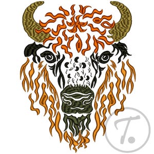 Motif de broderie de bison américain : bison sauvage, modèle (4 tailles) (téléchargement numérique)