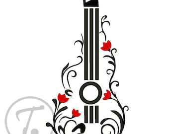 Guitar, Machine Embroidery Design: Musical instrument, Pattern (Digital Download)