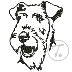 Airedale Terrier Dog Embroidery Design: Pets Watchdog (4 Size) (Digital Pattern)