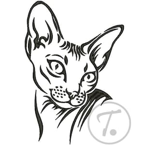 Sphynx Katze Stickdatei. Sphynx Katze in 4 größe. Haustiere. Stickdatei für Katze. Für Kleidung und T-Shirts. Maschinenstickmuster