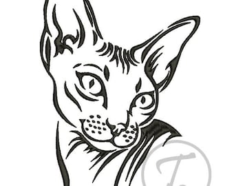 Sphynx Cat Embroidery Design. Sphynx cat in 4 size. Pets. Embroidery Design for cat. For Clothes and T-shirts. Machine embroidery. Pattern