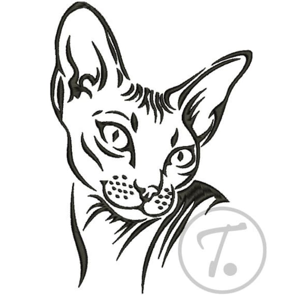 Sphynx Cat Embroidery Design. Sphynx cat in 4 size. Pets. Embroidery Design for cat. For Clothes and T-shirts. Machine embroidery. Pattern