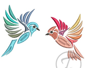 Birds Embroidery Design - Colorful Birds. Embroidery two Bird. Clothes embroidery. Applique Design for birds - Machine embroidery. Pattern