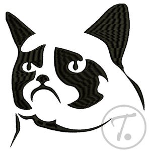 Grumpy Cat Embroidery Design: Pet Portrait Pattern (Digital Download)