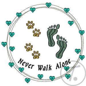 Footprint Man and dog paw; Machine Embroidery Design; 4 Size Pattern, (Digital Download)