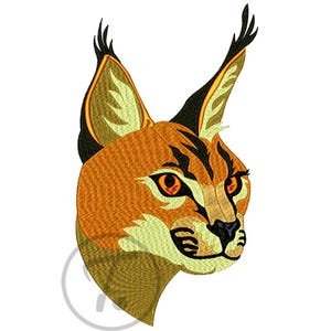 カラカル猫の刺繍デザイン：オオヤマネコの模様（デジタルダウンロード）