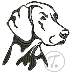 ワイマラナー犬の刺繍デザイン：4サイズの肖像画（デジタルダウンロード）