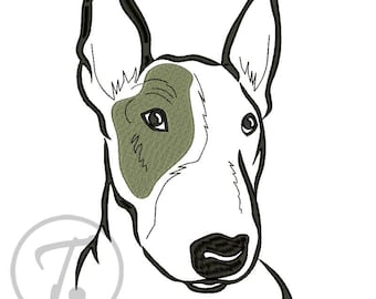 Desenho de bordado para cachorro Bull Terrier: Cão de guarda de estimação (padrão digital)