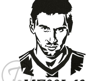 Soccer Player Embroidery Design: Messi Portrait (3 Size) (Digital Pattern)