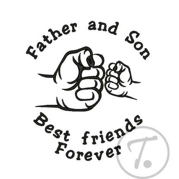 Father and Son. Daddy and Son embroidery -  Design for father and son - 4 sizes - Applique for fathers and sons- Machine Embroidery. Pattern