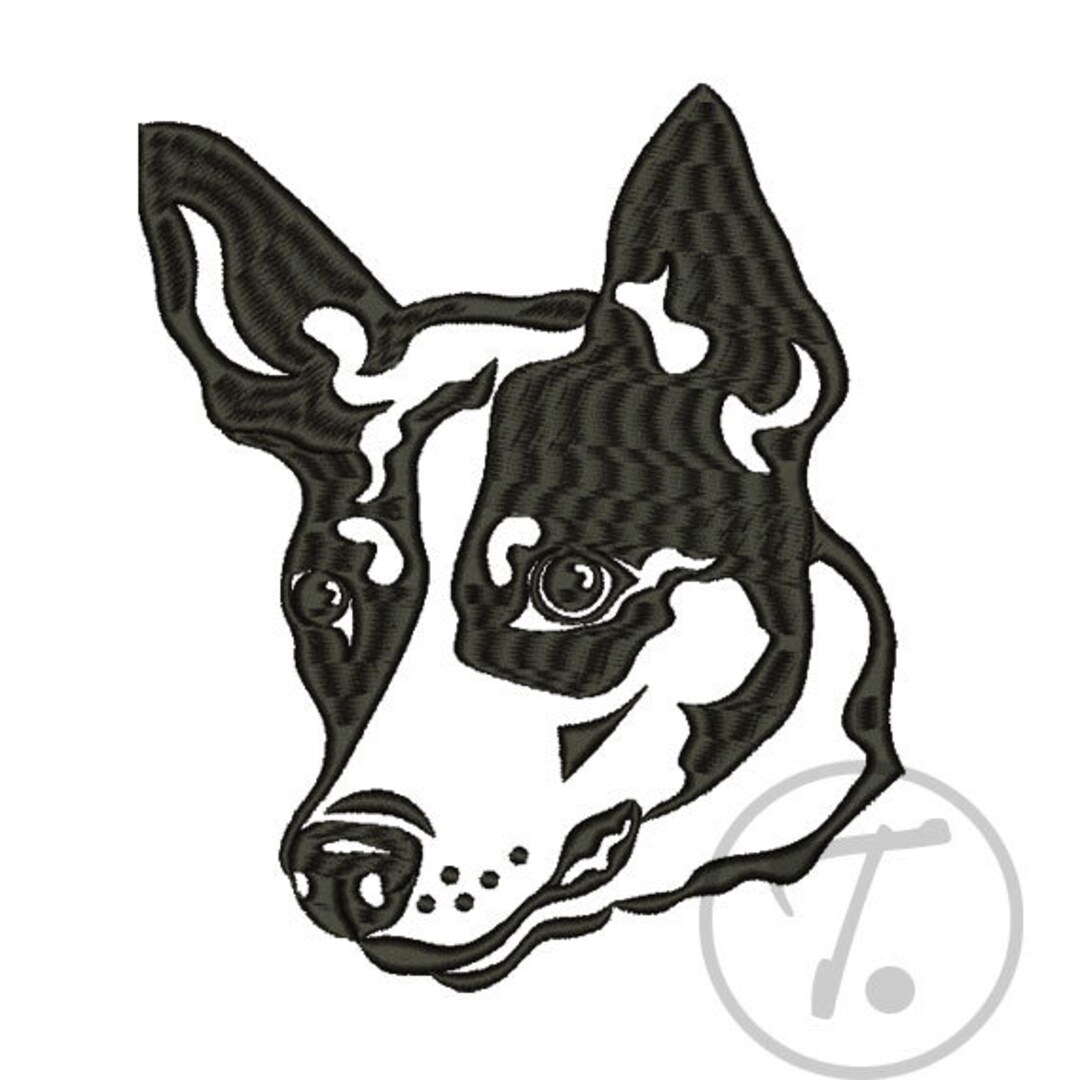 Rat Terrier Dog Embroidery Design. 4 Size Dogs Embroidery Design. Pet