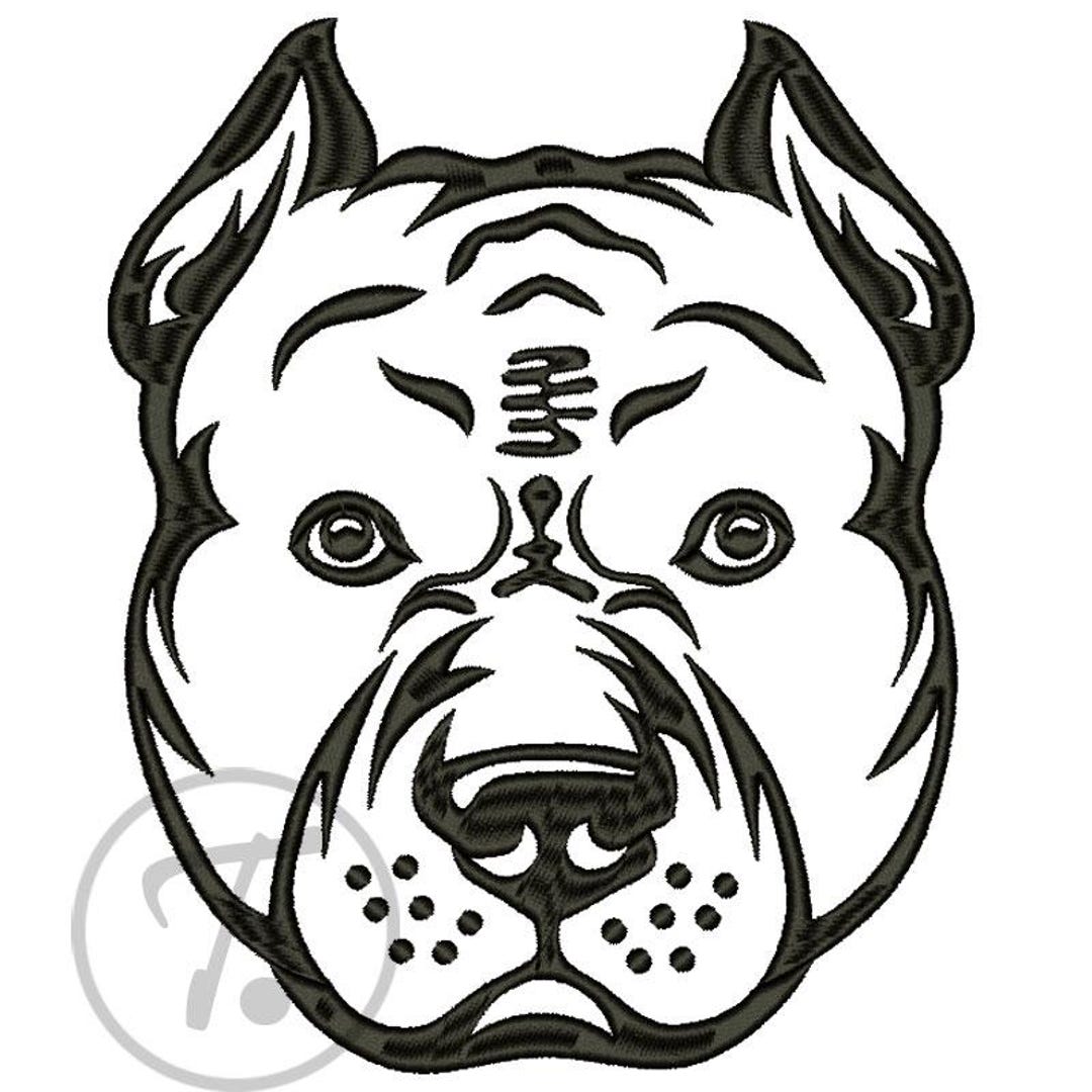Pitbull Patterns Pit Bull Terrier Embroidery Design: Dog Pet Watchdog (4 Size) (digital ...