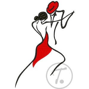 Desenho de bordado à máquina de dançarinos de tango: 5 tamanhos (download digital)