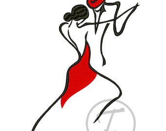 Tango Dancers Machine Embroidery Design: 5 Sizes (Digital Download)