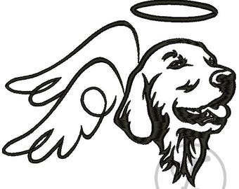 Golden Retriever Embroidery Design: Dog Memorial, 3 Sizes (Digital Download