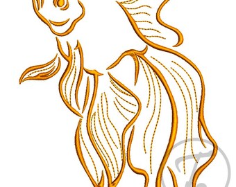 Golden Fish, Machine Embroidery Design; 4 Sizes, Pattern (Digital Download)