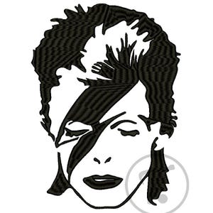David Bowie Embroidery Design: Musician Portrait in 4 Sizes, Pattern (Digital Download)