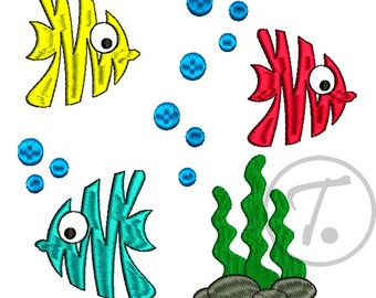 Tropical Fish Embroidery Design: Aquarium Applique (Digital Download)