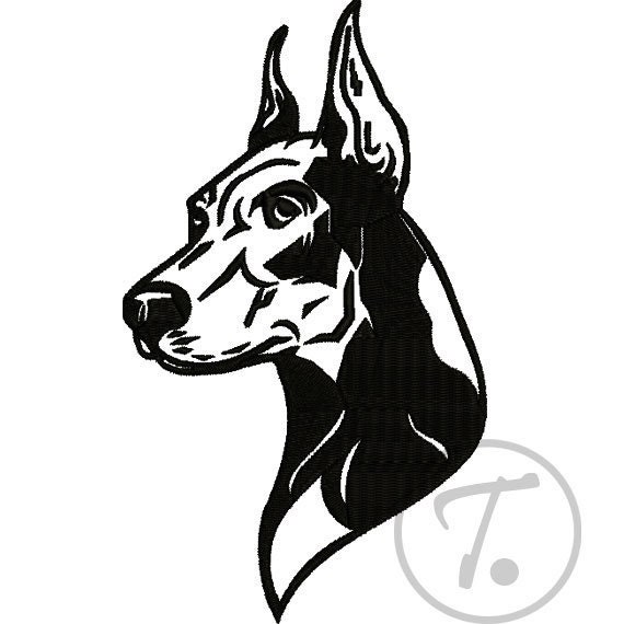 Doberman Dog Embroidery Design: Dog Portrait in 3 Size (digital ...