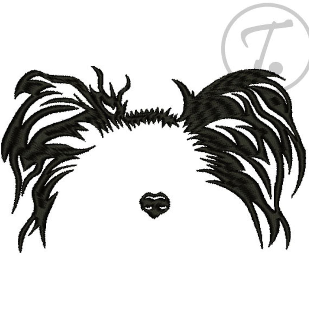 Papillon Ears and Nose. Embroidery Design of Dog's Ears and Nose. 4 Sizes. Dog Ears Embroidery