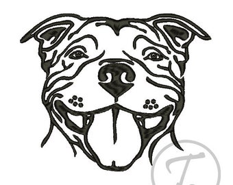 Pit Bull dog embroidery design. 4 sizes. Pit Bull dogs embroidery. Pets design. Watchdog. Dog applique design. Machine embroidery Pattern