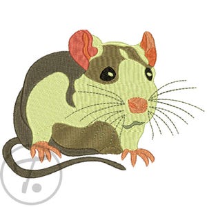 White Rat Embroidery Design: Pet Animal Pattern (Digital Download)