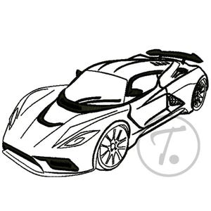 Sports Car Embroidery Design: Racing Car Pattern (3 Size) (Digital Download)