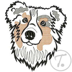 Australian Shepherd Embroidery Design: 3 size Pet Pattern (Digital Download)