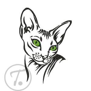 Sphynx Katze Stickdatei. Sphynx Katze in 4 größe. Haustiere. Stickdatei für Katze. Für Kleidung und T-Shirts. Maschinenstickmuster