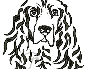 Cocker Spaniel Dog Embroidery Design: 4 size Pet Portrait (Digital Pattern)