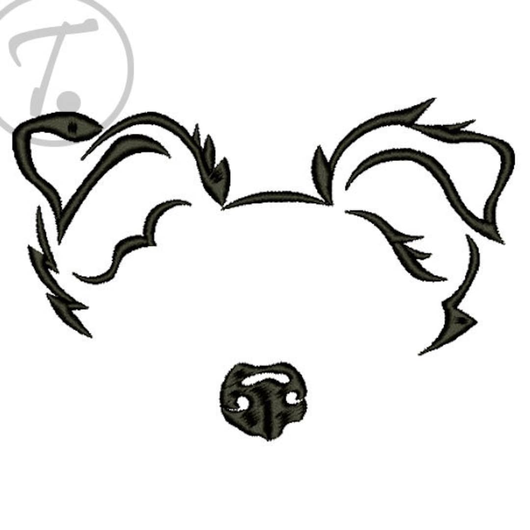 Dog Ears and Nose Design. Embroidery Design of Dog's Ears and Nose. 4 Sizes. Dog Ears Embroidery