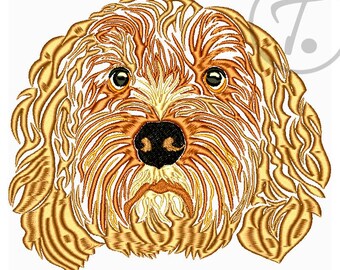 Labradoodle Embroidery Design, Dog Portrait (Digital Pattern)
