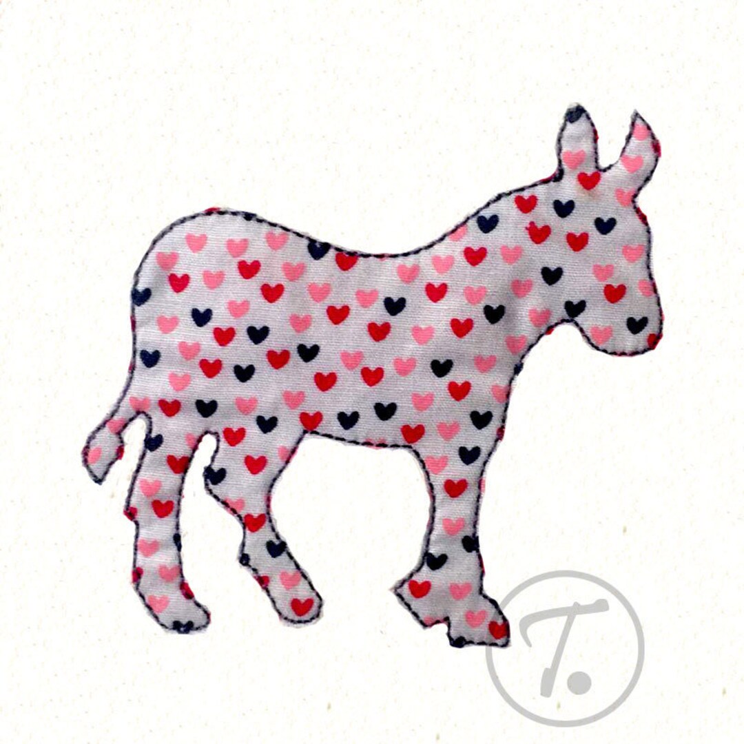 Applique Design for Kids in 3 Size. Easy Applique. Design of Donkey
