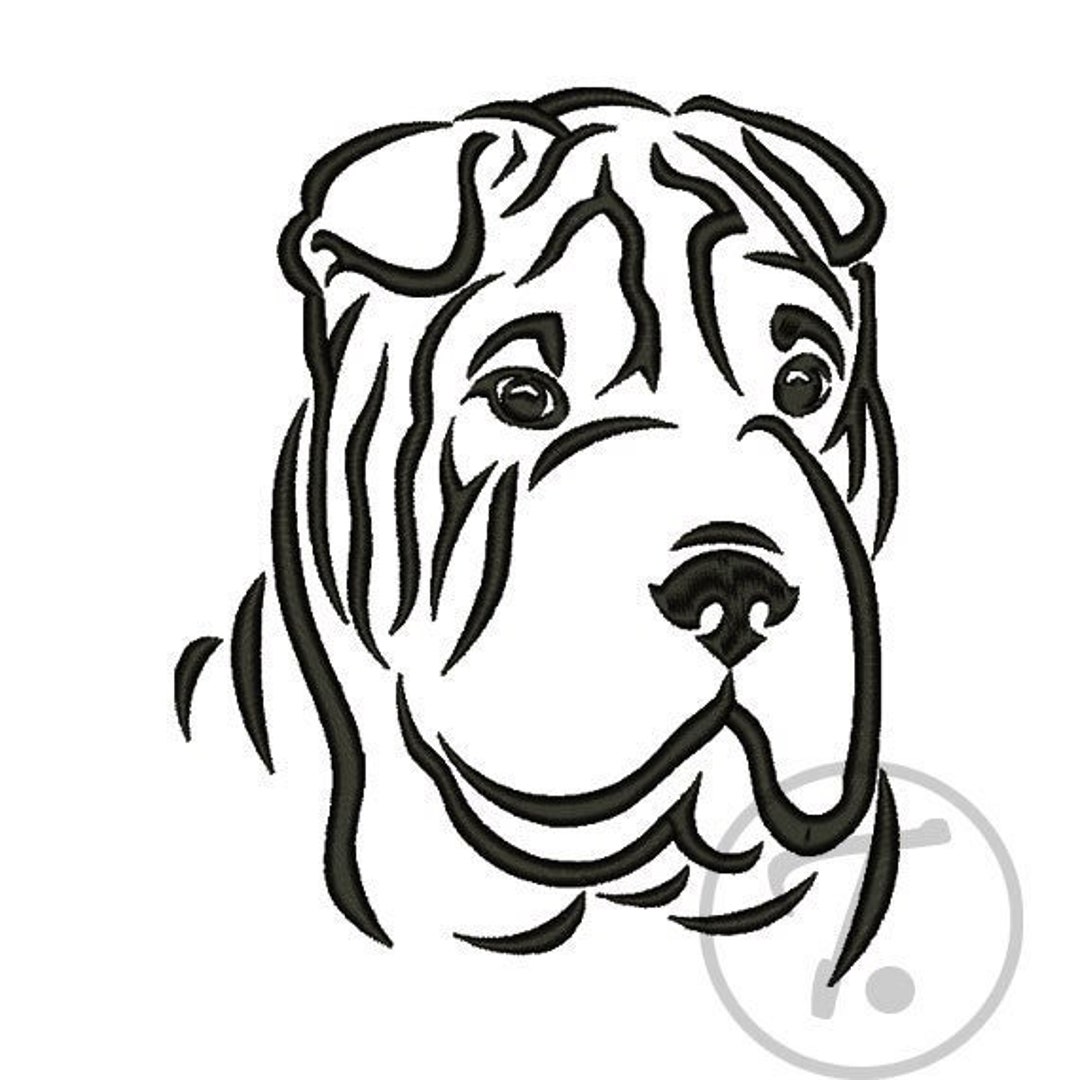 Shar Pei Dog Embroidery Design In 4 Size Dogs Embroidery Design Pet pet-design-blog-mm-design