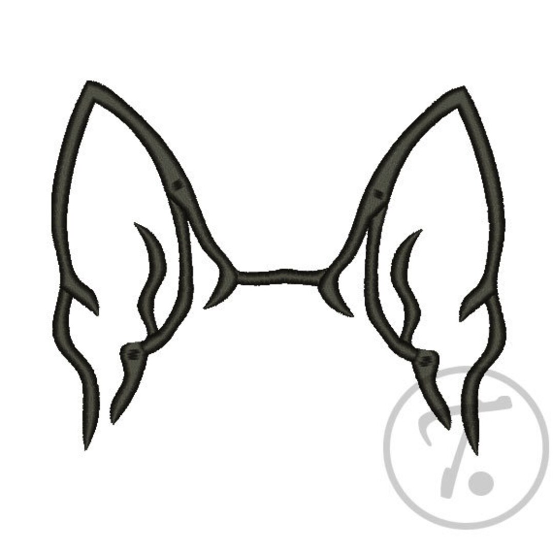 Dog Ears Design. Embroidery Design of Dogs Ears Outline. 4 Sizes. Pet Design. Applique of Dogs