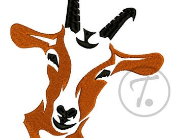 Diseño de bordado de cabra: Patrón de animal de granja (Descarga digital)