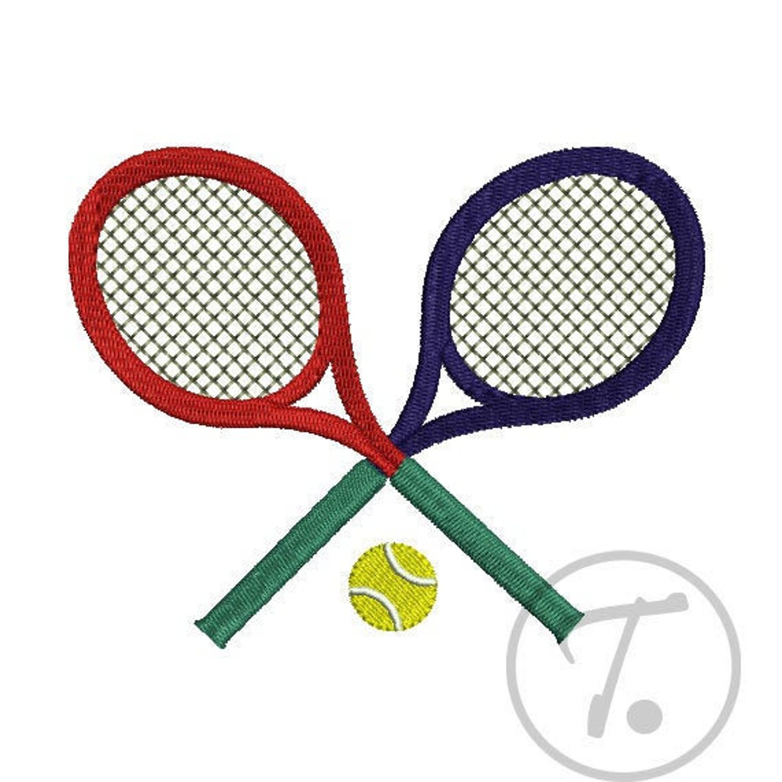 Sports logo embroidery. Tennis racket embroidery. 4 size Etsy