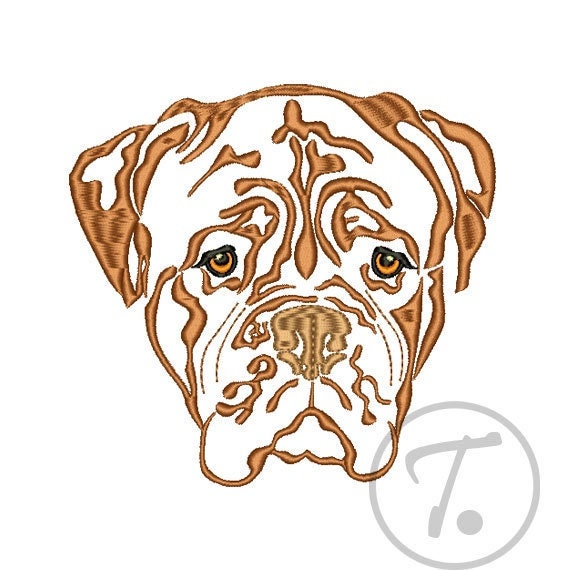 Dogue de Bordeaux embroidery design in 4 size. Dogs embroidery design. Pets. Large dogs. Dogs design. Machine Embroidery Digital Pattern