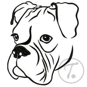Boxer Dog Embroidery Design: Pet Portrait (4 Size) (Digital Pattern)
