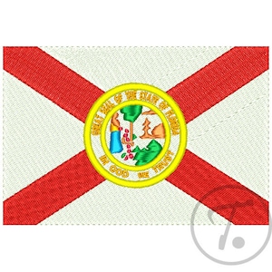 Disegno di ricamo bandiera. Ricamo con bandiera della Florida. Design della bandiera in 4 dimensioni. Per vestiti e magliette. Modello digitale per ricamo a macchina