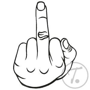 Mittelfinger Stickdatei: Sarkastisches Applikationsmuster zum digitaler Download